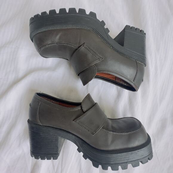 Vintage Lower East Side Brown Chunky Platform Loafers – Size 5.5 – Faux Leather - Picture 4 of 11